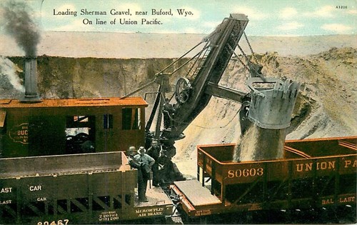 Postcard steam shovel - postcard, loading